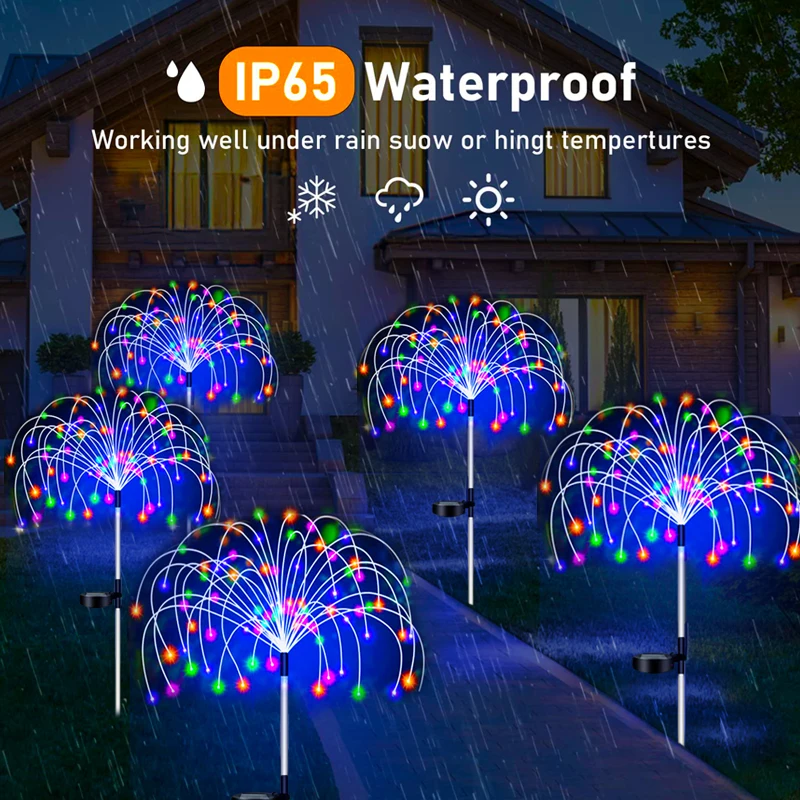 Solar Firework LED Stake Lights Outdoor Garden Decor - Image 3