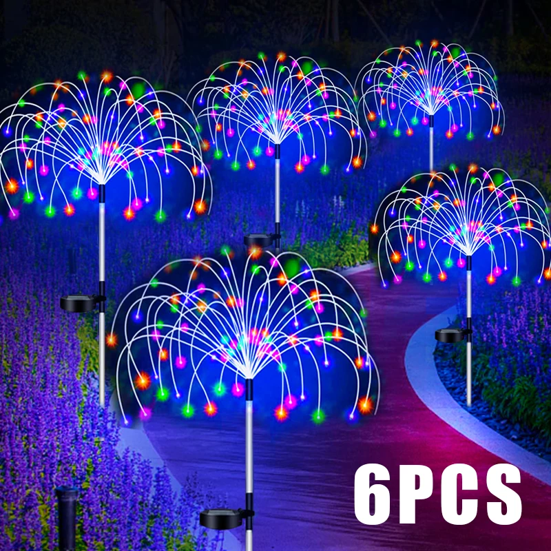 Solar Firework LED Stake Lights Outdoor Garden Decor