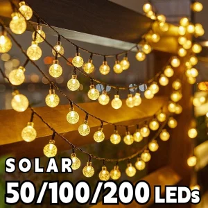2025 New Solar Crystal Globe LED String Lights LED Solar Outdoor Light IP65 Fairy Light