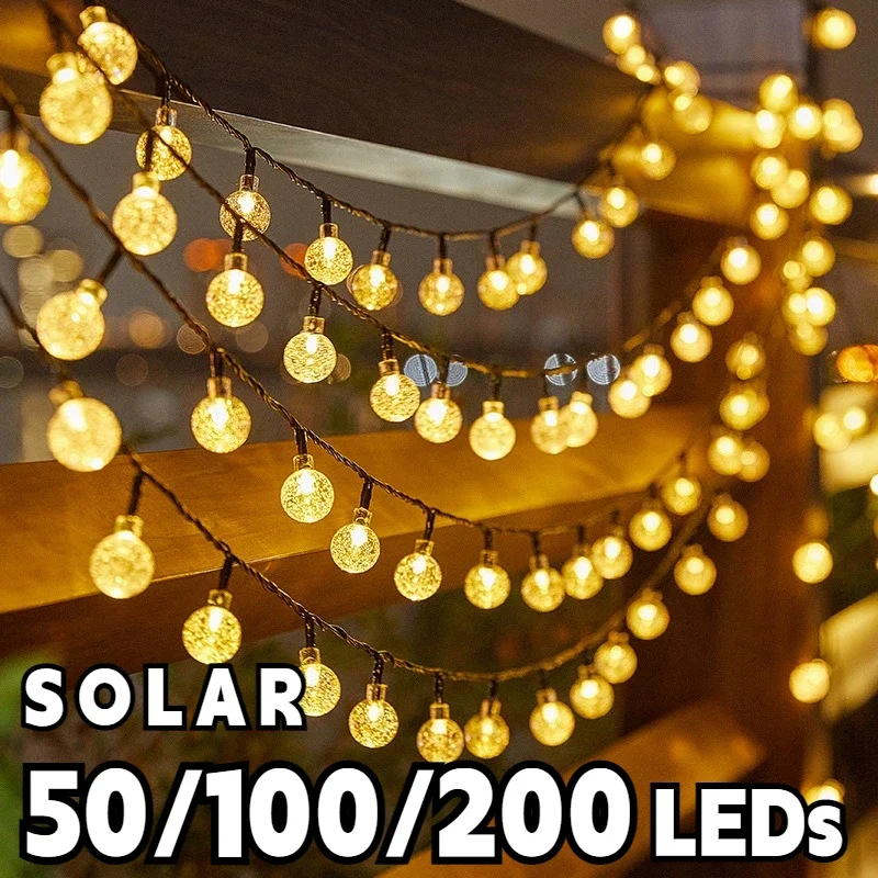 2025 New Solar Crystal Globe LED String Lights LED Solar Outdoor Light IP65 Fairy Light